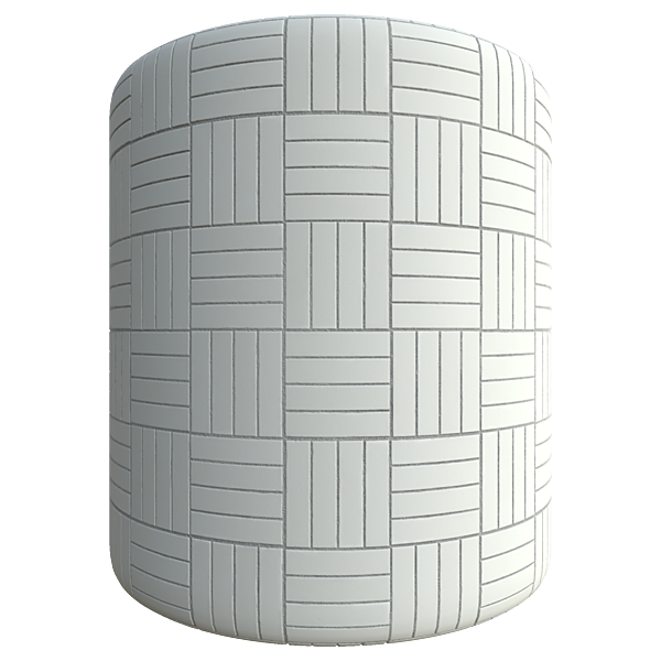 Basketweave White Ceramic Parquet Tiles (Cylinder)