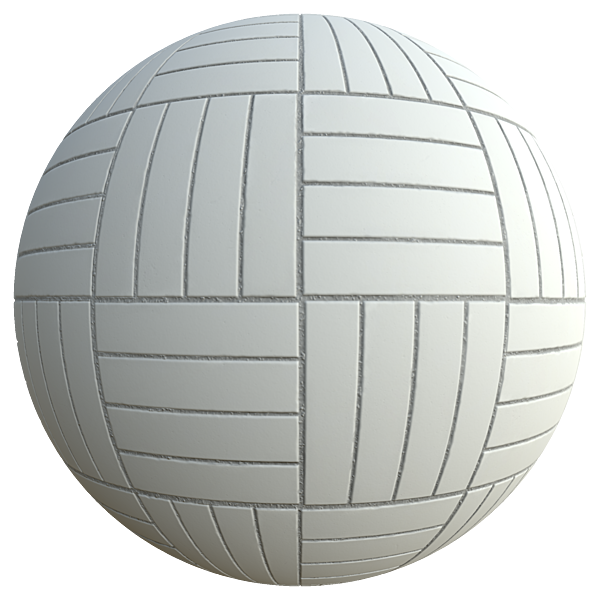 Basketweave White Ceramic Parquet Tiles (Sphere)