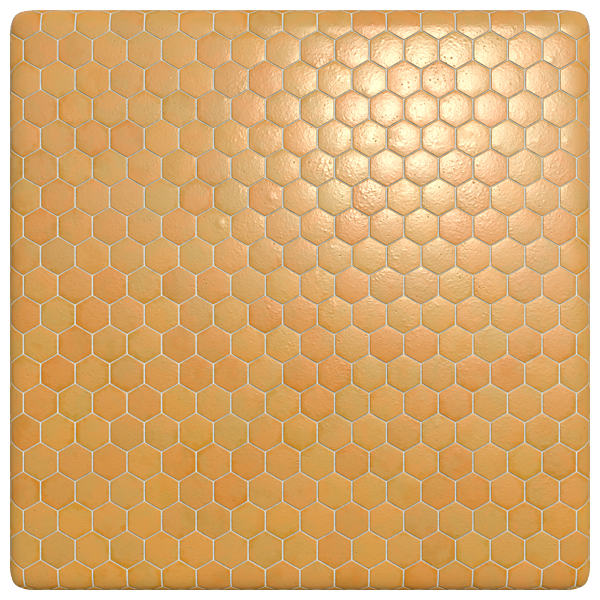 Hexagonal Orange Porcelain Tiles (Plane)