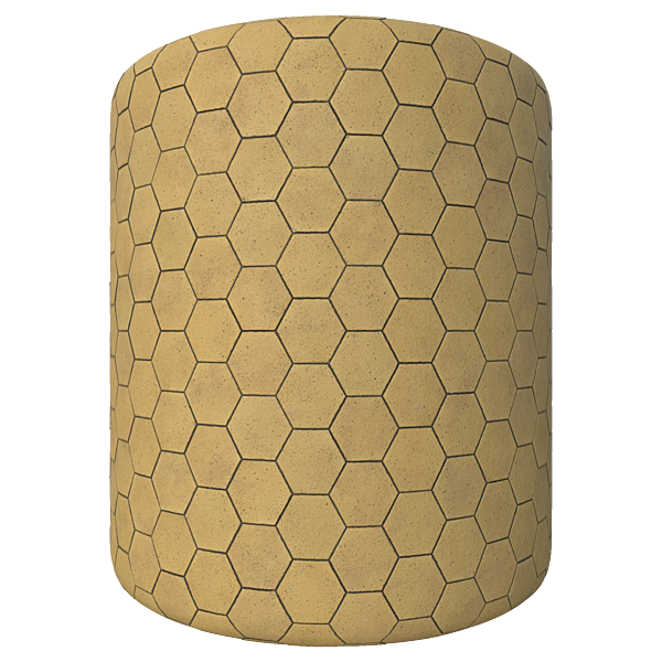 Hexagonal Yellow Paving Tiles (Cylinder)