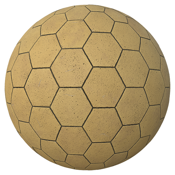 Hexagonal Yellow Paving Tiles (Sphere)