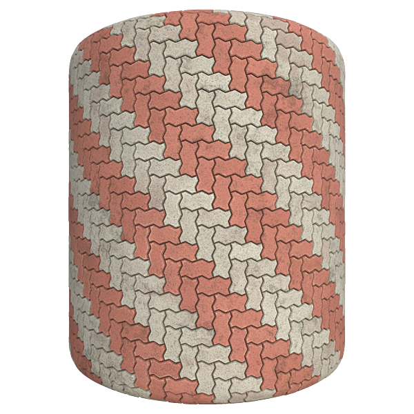 Zigzag Unipaver Blocks in Herringbone with Alternating Diagonals (Cylinder)