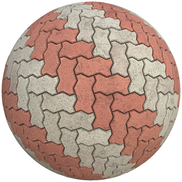 Zigzag Unipaver Blocks in Herringbone with Alternating Diagonals (Sphere)