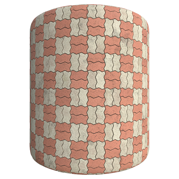 Zigzag Unipaver Blocks in Basketweave with Alternating Colours (Cylinder)