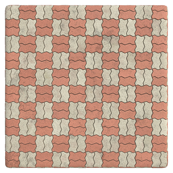 Zigzag Unipaver Blocks in Basketweave with Alternating Colours (Plane)