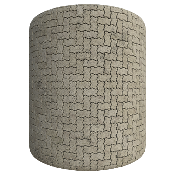 Dirty Zigzag Unipaver Bricks in Herringbone (Cylinder)