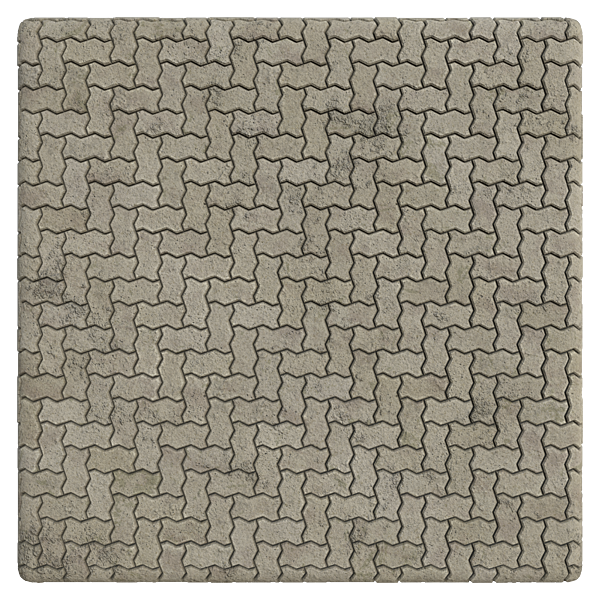 Dirty Zigzag Unipaver Bricks in Herringbone (Plane)