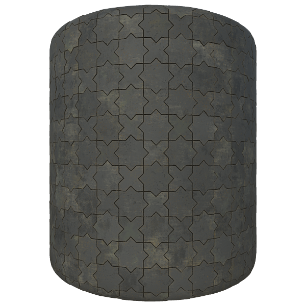 Antique Black Clay Flooring Tile Texture (Cylinder)