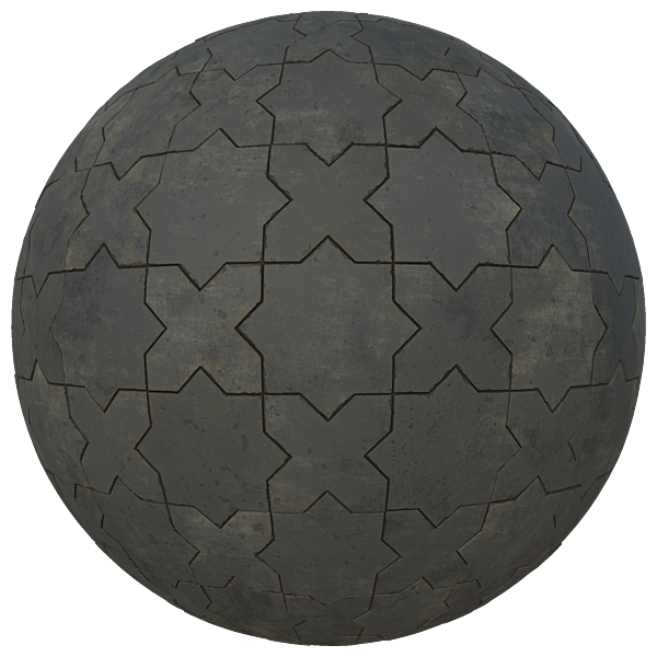Antique Black Clay Flooring Tile Texture (Sphere)