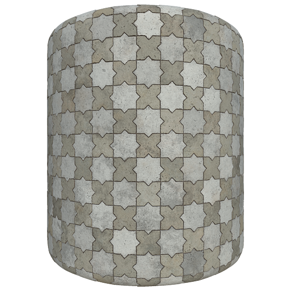 Star and Cross Shaped Concrete Tile Texture (Cylinder)