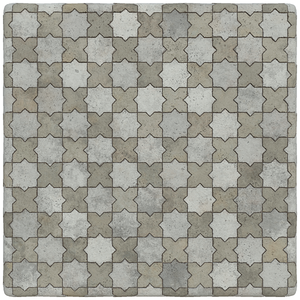 Star and Cross Shaped Concrete Tile Texture (Plane)
