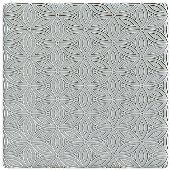Embossed White Flower Shaped Wall Tiles (Plane)