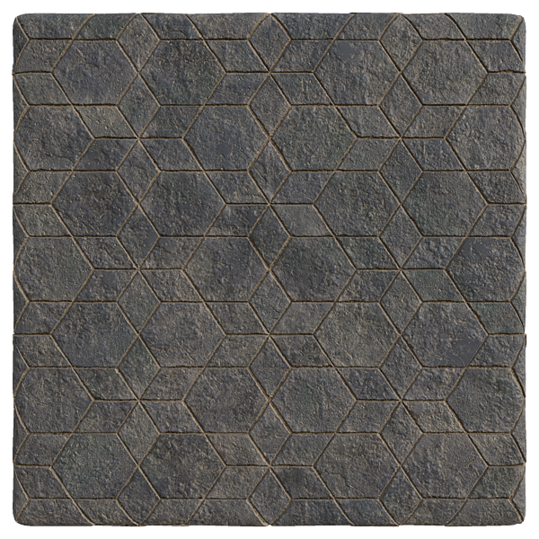 Hexagonal and Star Shaped Black Tile Texture (Plane)