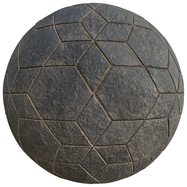 Hexagonal and Star Shaped Black Tile Texture (Sphere)