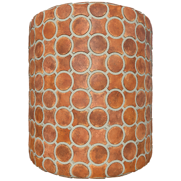 Circular Orange Terracotta Tiles (Cylinder)