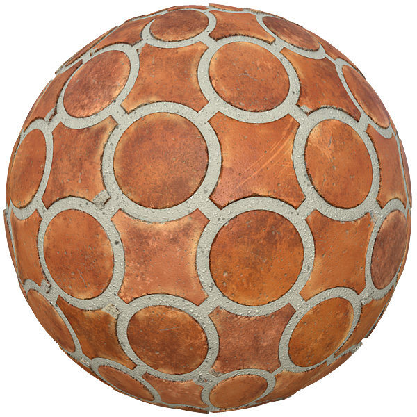Circular Orange Terracotta Tiles (Sphere)