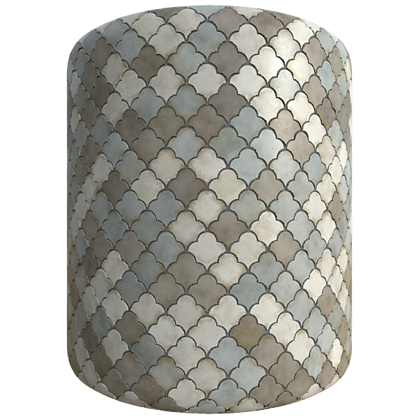 Fan Shaped Moroccan Tile Texture (Cylinder)