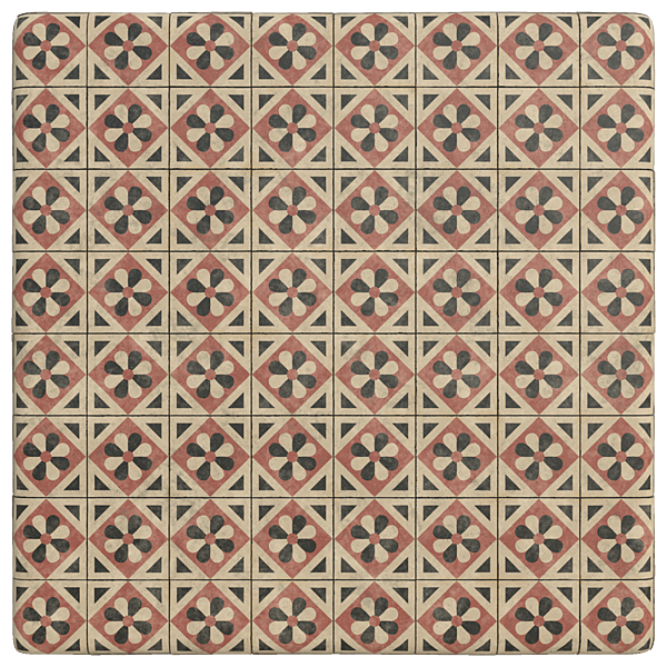 Vintage Tiles with Flower Pattern (Plane)