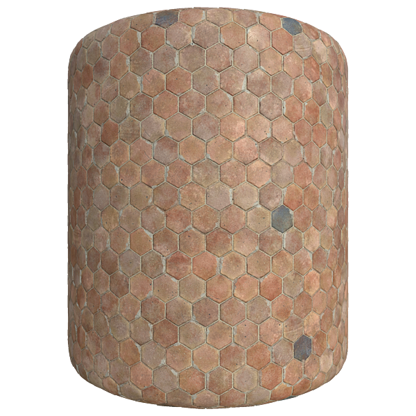 Dusty Hexagonal Orange Terracotta Tiles (Cylinder)
