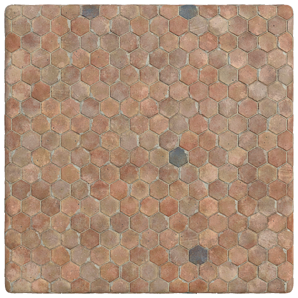 Dusty Hexagonal Orange Terracotta Tiles (Plane)