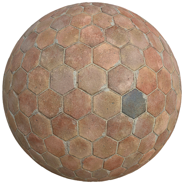 Dusty Hexagonal Orange Terracotta Tiles (Sphere)