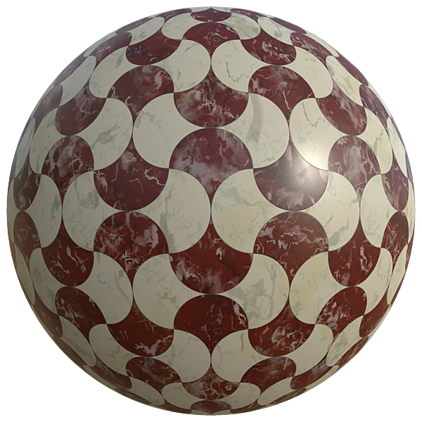 Vintage Marble Floor Texture with Fan-Shaped Pattern (Sphere)