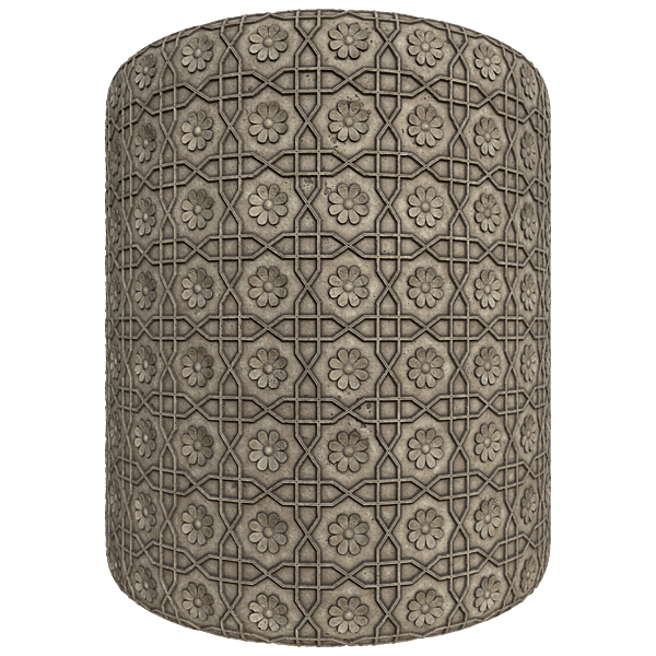 Concrete Wall with Embossed Flowers and Crosses (Cylinder)
