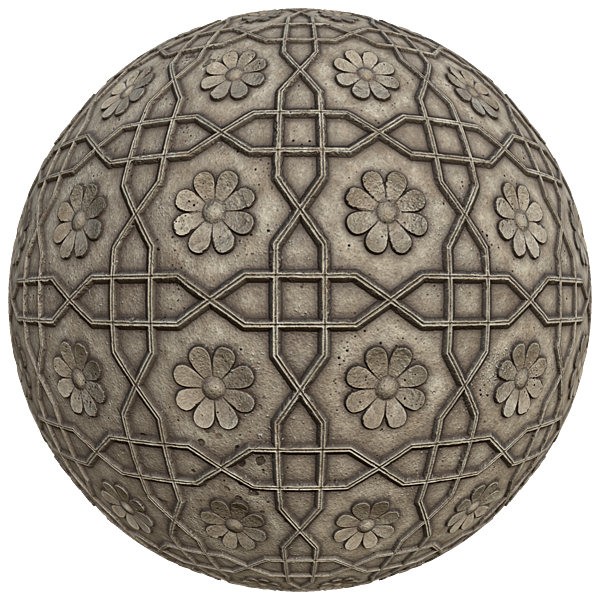Concrete Wall with Embossed Flowers and Crosses (Sphere)