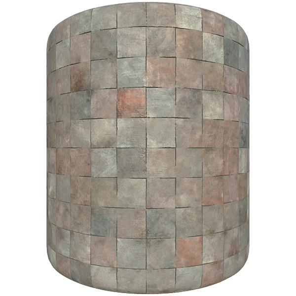 Antique French Terracotta Tile Texture (Cylinder)