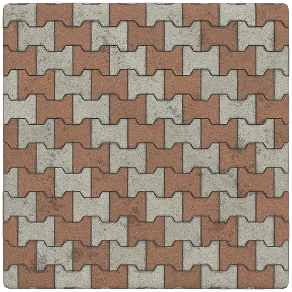 I Shape Paver Blocks with Alternating Colours (Plane)