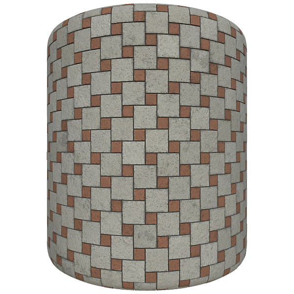 Square Concrete Paving Blocks in Alternating Colours (Cylinder)