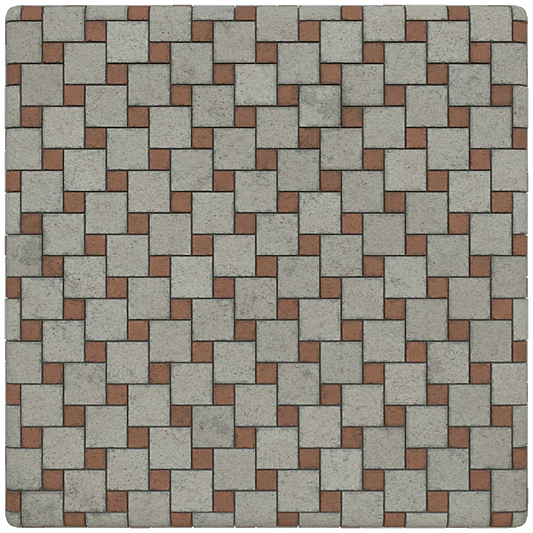 Square Concrete Paving Blocks in Alternating Colours (Plane)