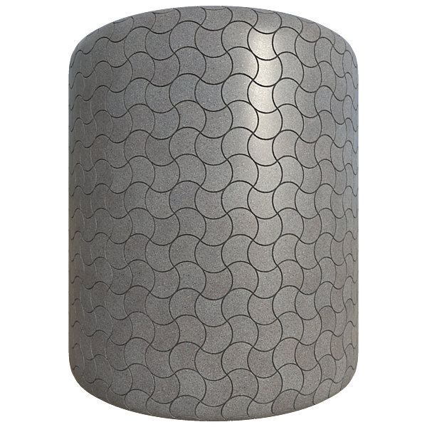 Fan-Shaped Grey Pavement Tiles with Marble Chips (Cylinder)