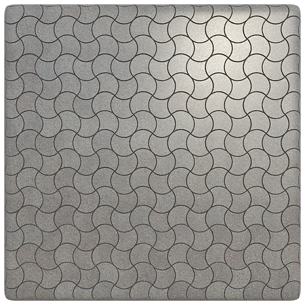 Fan-Shaped Grey Pavement Tiles with Marble Chips (Plane)