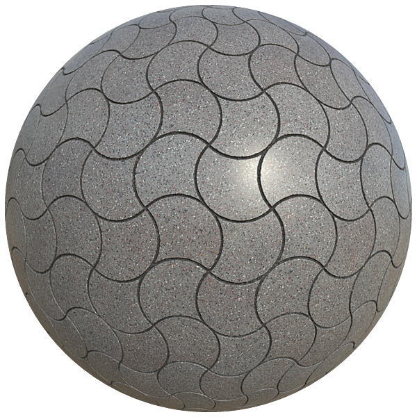Fan-Shaped Grey Pavement Tiles with Marble Chips (Sphere)