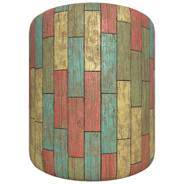 Colorful Painted Wood Planks (Cylinder)