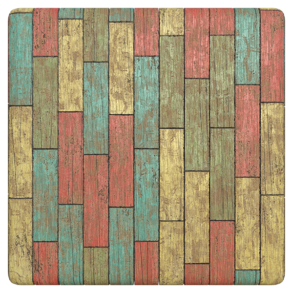 Colorful Painted Wood Planks (Plane)