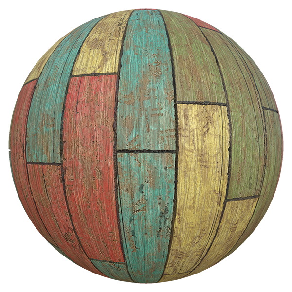 Colorful Painted Wood Planks (Sphere)