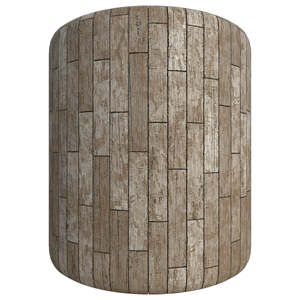 White Painted Wood Planks (Cylinder)