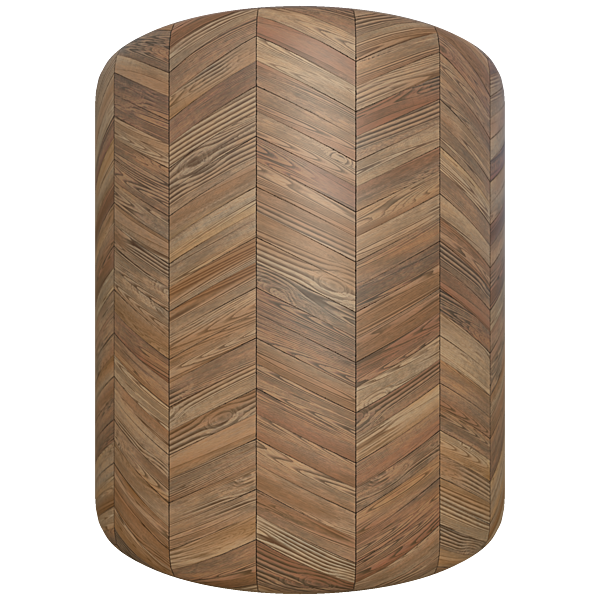 Parquet Chevron Brown Wood Floor Tiles (Cylinder)